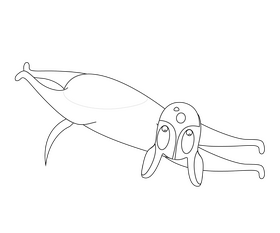 Jumping cartoon dog black and white clipart