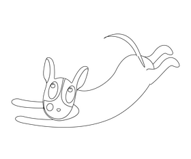 Falling dog black and white clipart