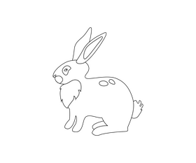 Hare, jackrabbit black and white clipart
