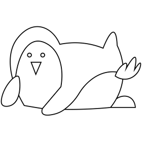 Cute penguin playful black and white clipart