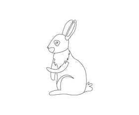 Sitting gray hare black and white clipart