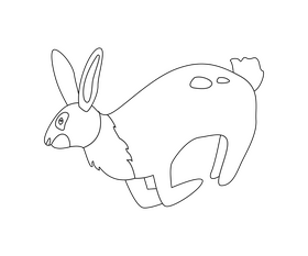 Running jackrabbit, hare black and white clipart