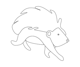 Walking hedgehog black and white clipart