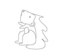 Sitting hedgehog black and white clipart