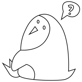 Penguin question black and white clipart