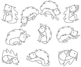 Hedgehog free black and white vector