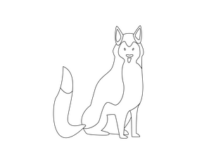 Husky dog sitting black and white clipart