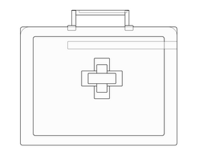 First aid medical box black and white clipart