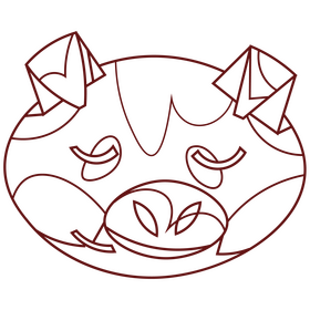 Cartoon pig closed eyes black and white clipart