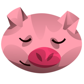 Cartoon pig closed eyes clipart