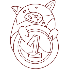 Pig with coin black and white clipart