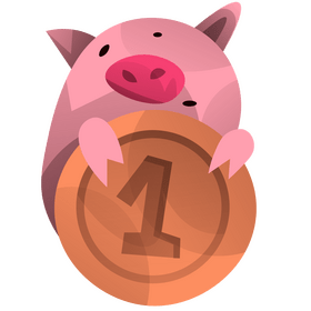 Pig with coin clipart