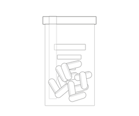 Medical pills bottle black and white clipart