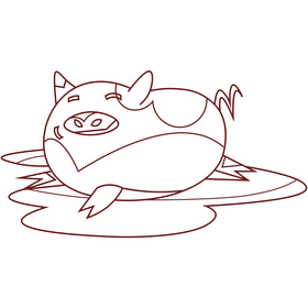 Cartoon dirty pig black and white clipart