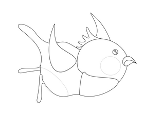 Flying parrot black and white clipart