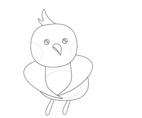 Cute parrot black and white clipart