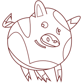 Pig cartoon black and white clipart