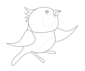 Cartoon parrot black and white clipart