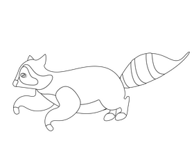 Walking raccoon illustration black and white clipart
