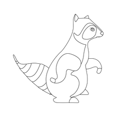 Raccoon black and white clipart