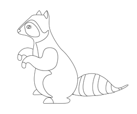 Raccoon black and white clipart
