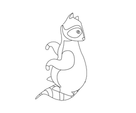 Raccoon looking back black and white clipart