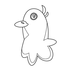 Cartoon pigeon head black and white clipart