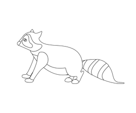 Cartoon raccoon black and white clipart