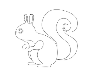 Sitting squirrel black and white clipart
