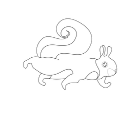 Running squirrel black and white clipart
