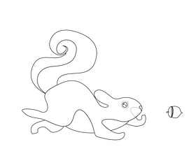 Free squirrel with nuts black and white clipart