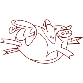 Cartoon pig winged black and white clipart