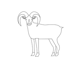 Cartoon goat black and white clipart