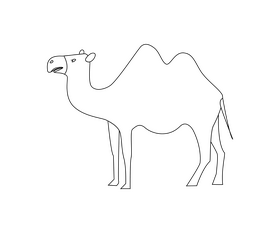 Cartoon camel black and white clipart