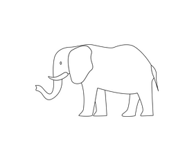 Elephant illustration black and white clipart