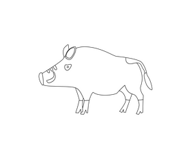 Wild boar black and white clipart