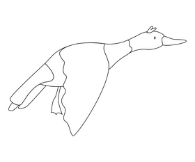 Wild duck flying black and white clipart
