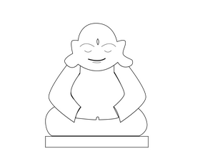 Cartoon chinese buddha black and white clipart