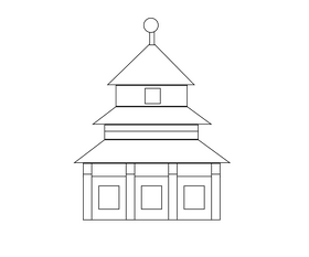 Free chinese house black and white clipart