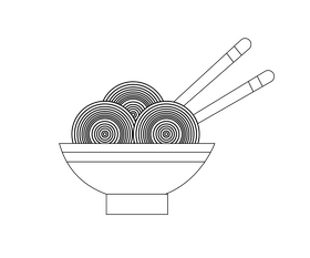 Chinese noodles and sticks black and white clipart