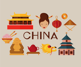 Chinese icons vector