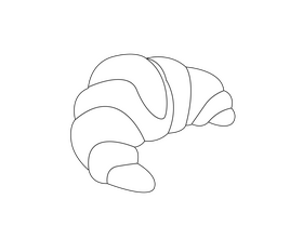 French croissant illustration black and white clipart