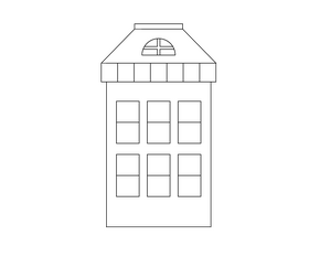 Cartoon French house black and white clipart