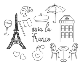 France icons black and white vector