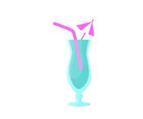 Blue Hawaii cocktail illustration clipart