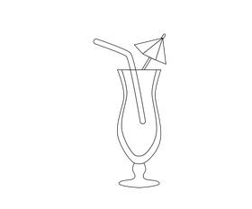 Hawaii cocktail illustration black and white clipart