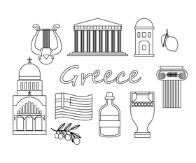 Greece black and white vector