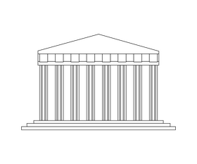 Greek Ancient Roman temples icon black and white clipart
