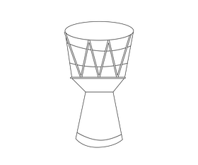 Cartoon hawaiian drum black and white clipart