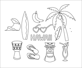 Hawaii black and white vector